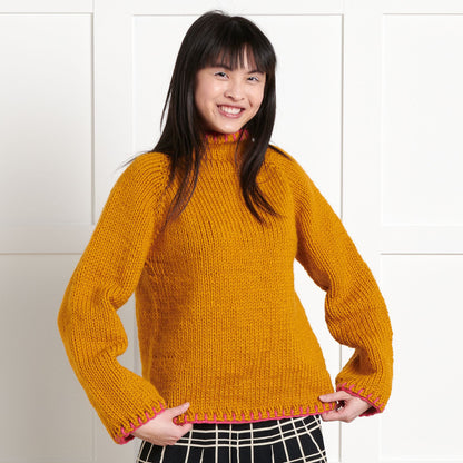 Bernat Take It From the Top Knit Pullover Brass