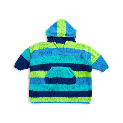 Bernat Stripy Snuggler Knit Blanket Hoodie Knit Blanket Hoodie made in Bernat Blanket Stripes Yarn