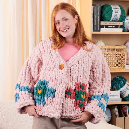 Bernat Knit Colorwork Flower Cardigan Bernat Knit Colorwork Flower Cardigan