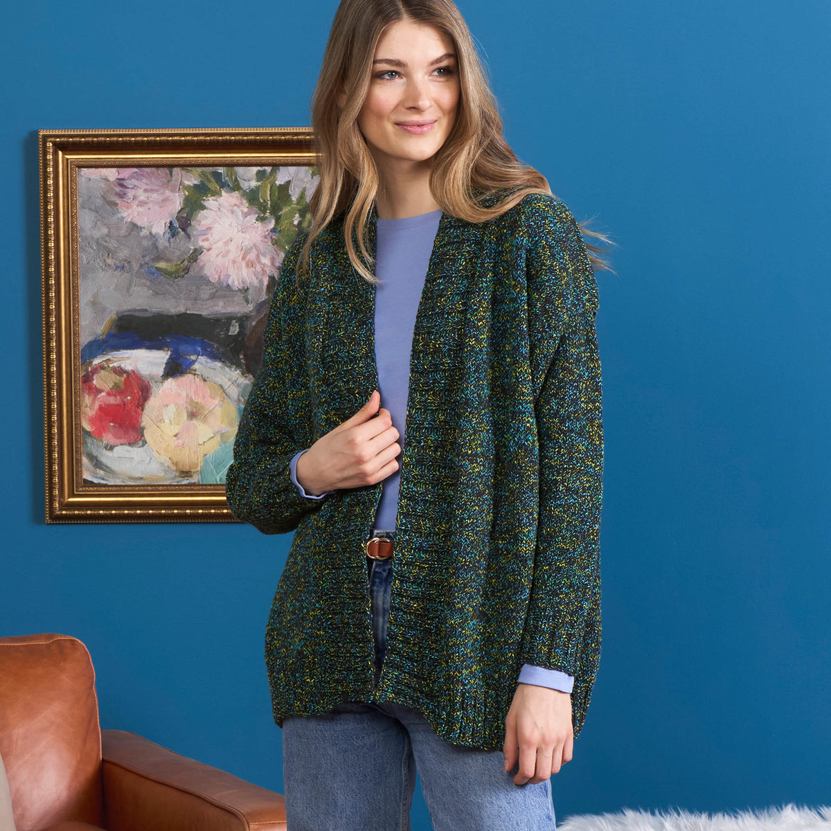 Moondance Knit Cardigan made using Bernat yarn