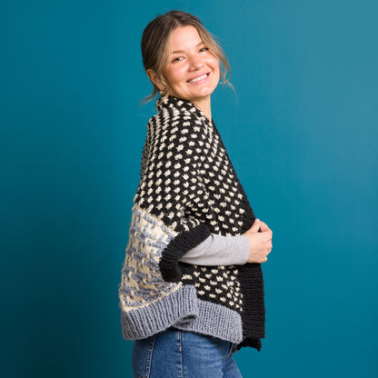 Bernat Texture in Stripes Knit Cocoon Cardi Granite