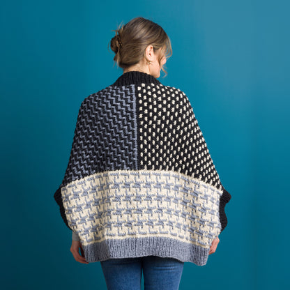 Bernat Texture in Stripes Knit Cocoon Cardi Granite