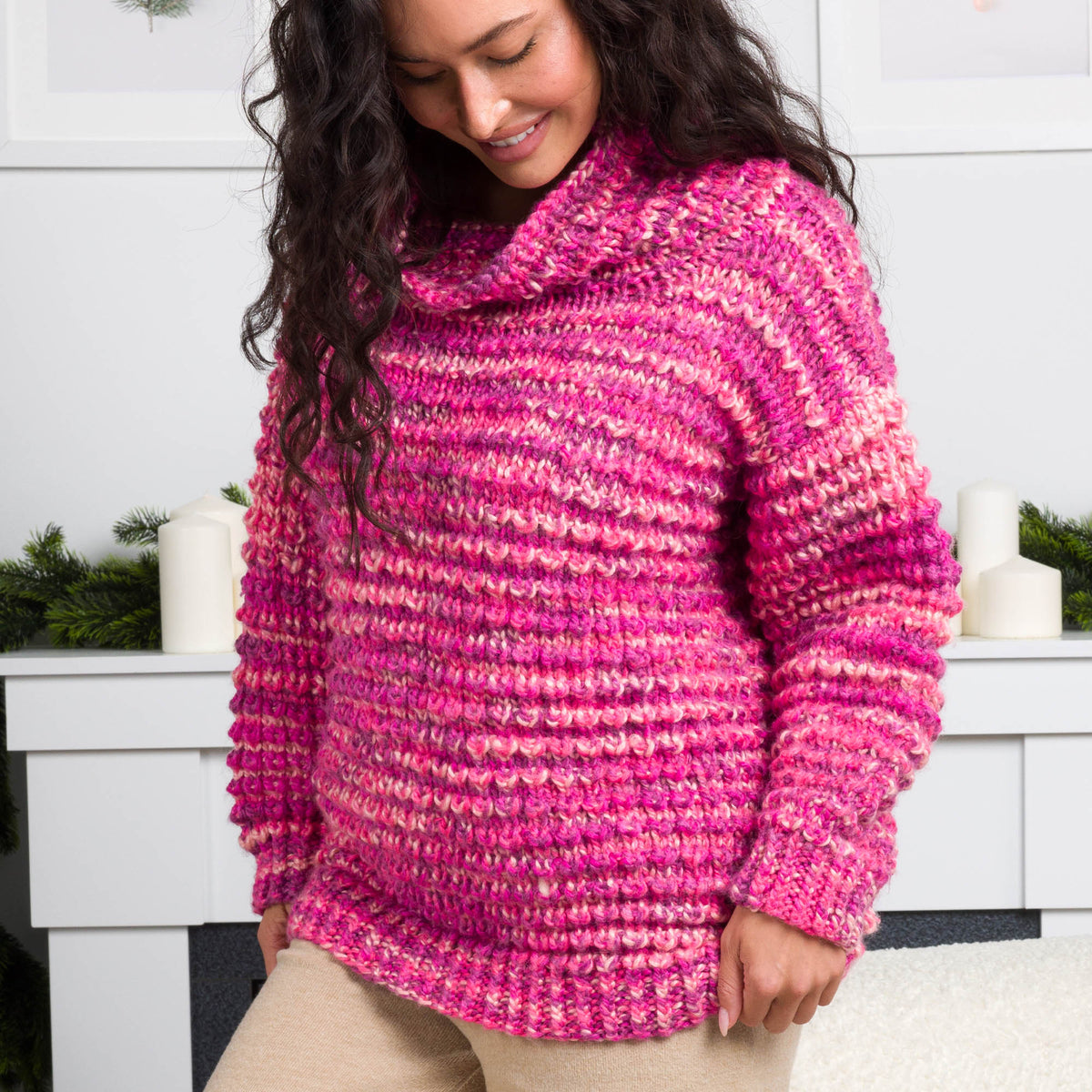 Spark Cozy Texture Knit Sweater made using Bernat yarn