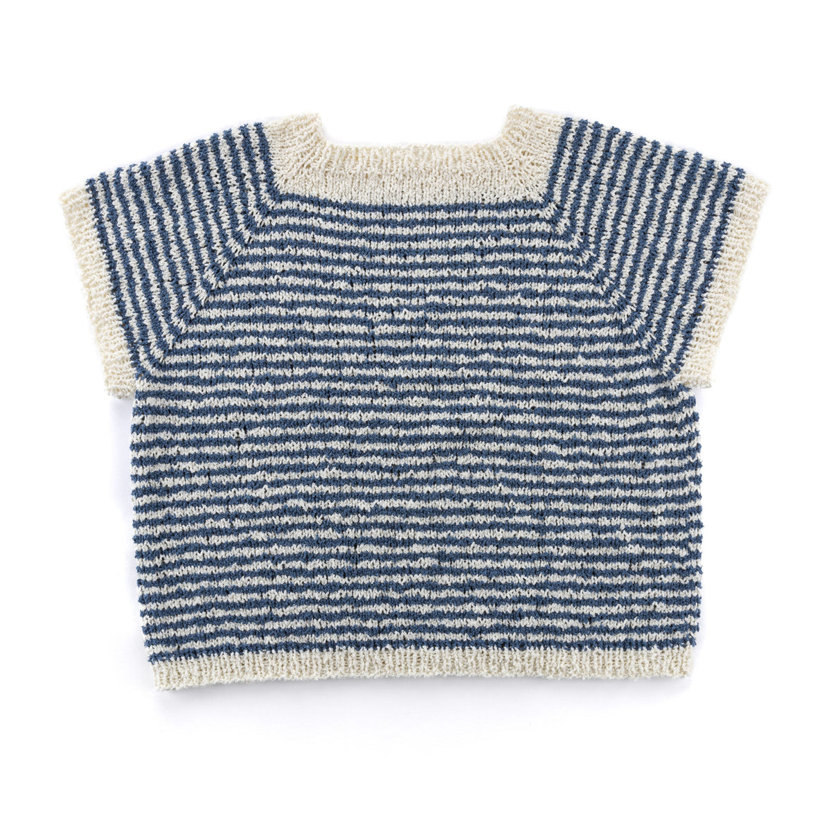 Knit Striped Top Down Tee made using Bernat yarn