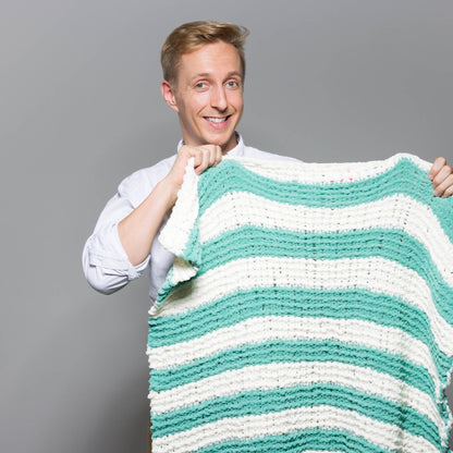 Bernat In a Wink Knit Baby Blanket Misty Jungle Green