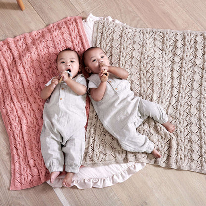 Bernat Lacy Cables Knit Baby Blanket Knit Blanket made in Bernat Softee Baby Yarn