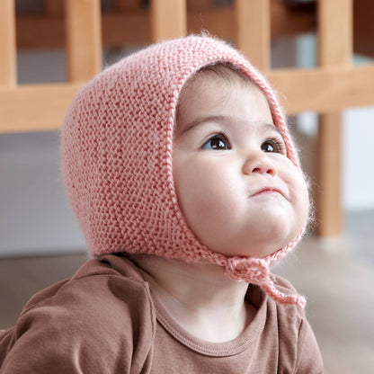 Bernat Beginner Knit Baby Bonnet Soft Peach