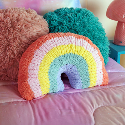 Bernat Knit Rainbow Pillow Knit Rainbow Pillow made using Bernat yarn