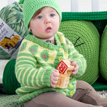 Bernat Five a Day Knit Cardigan Green Avocado