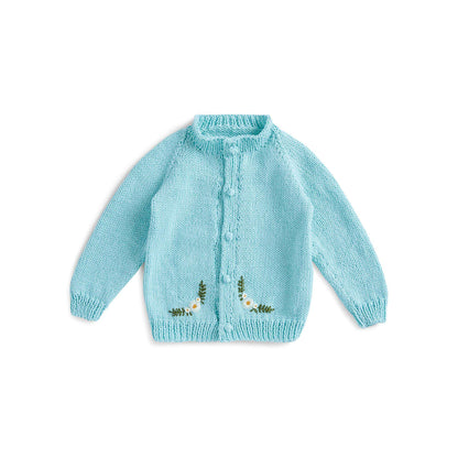 Bernat Little Floral Knit Baby Cardigan Knit Cardigan made in Bernat Softee Baby Yarn