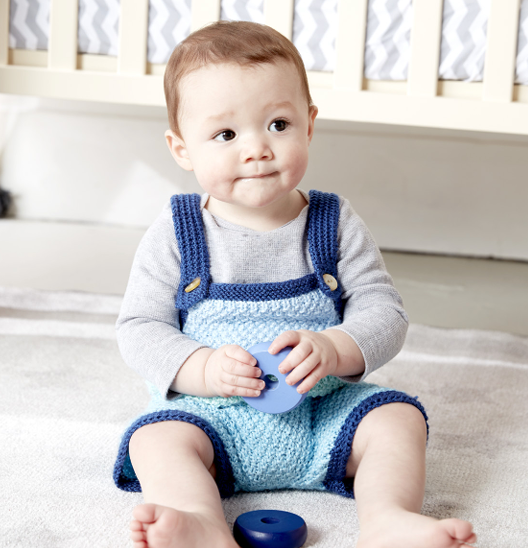 Knit Baby Romper made using Bernat yarn