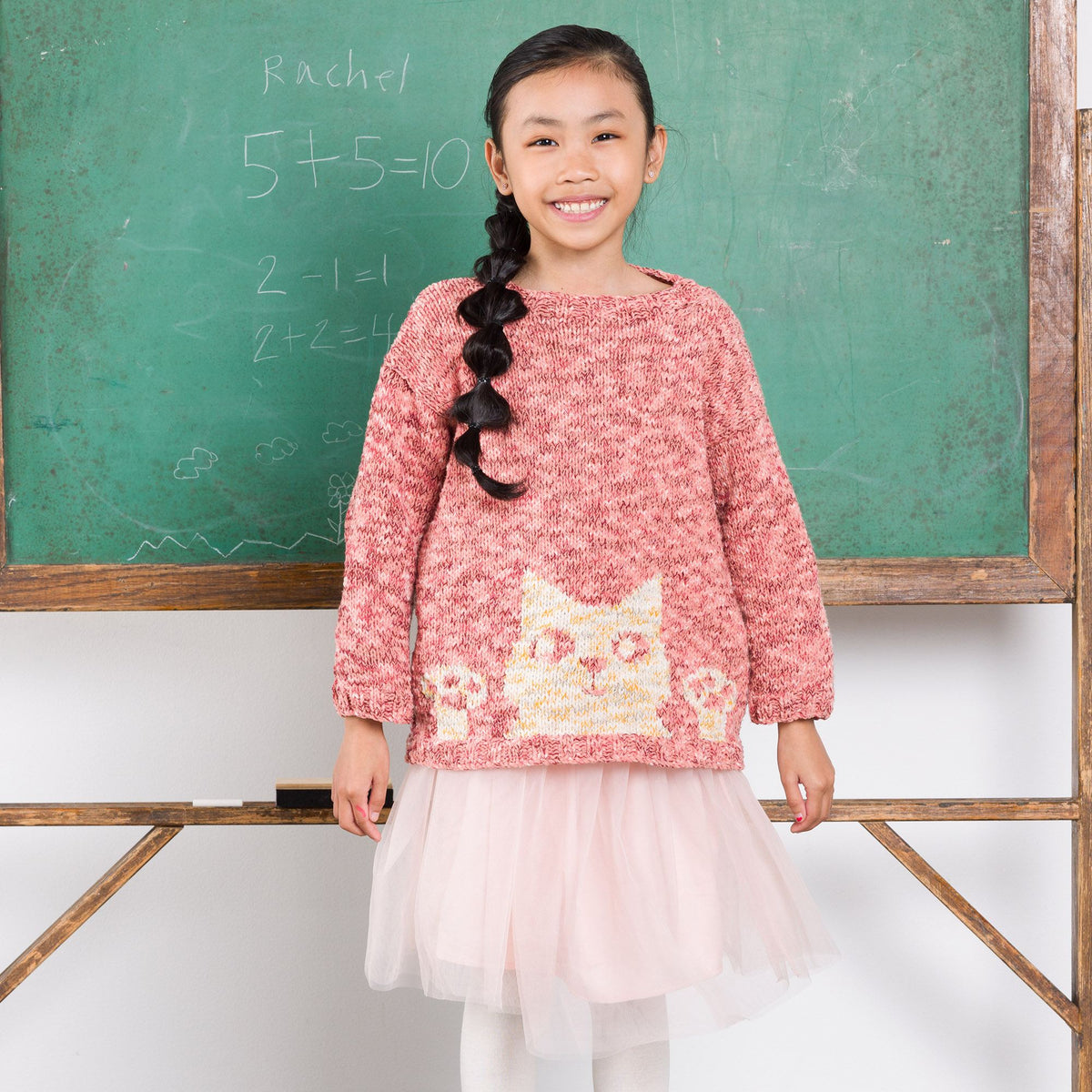 Purrfect Knit Pullover made using Bernat yarn