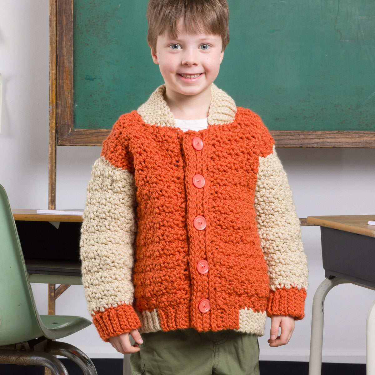 Cozy Kid Crochet Jacket made using Bernat yarn