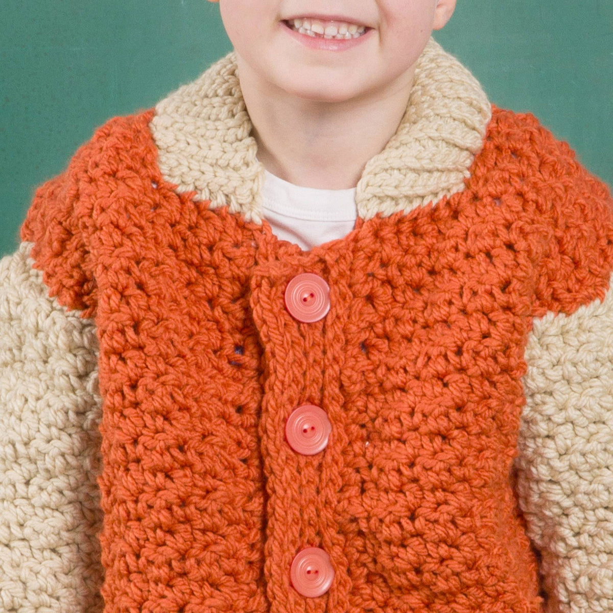 Cozy Kid Crochet Jacket made using Bernat yarn