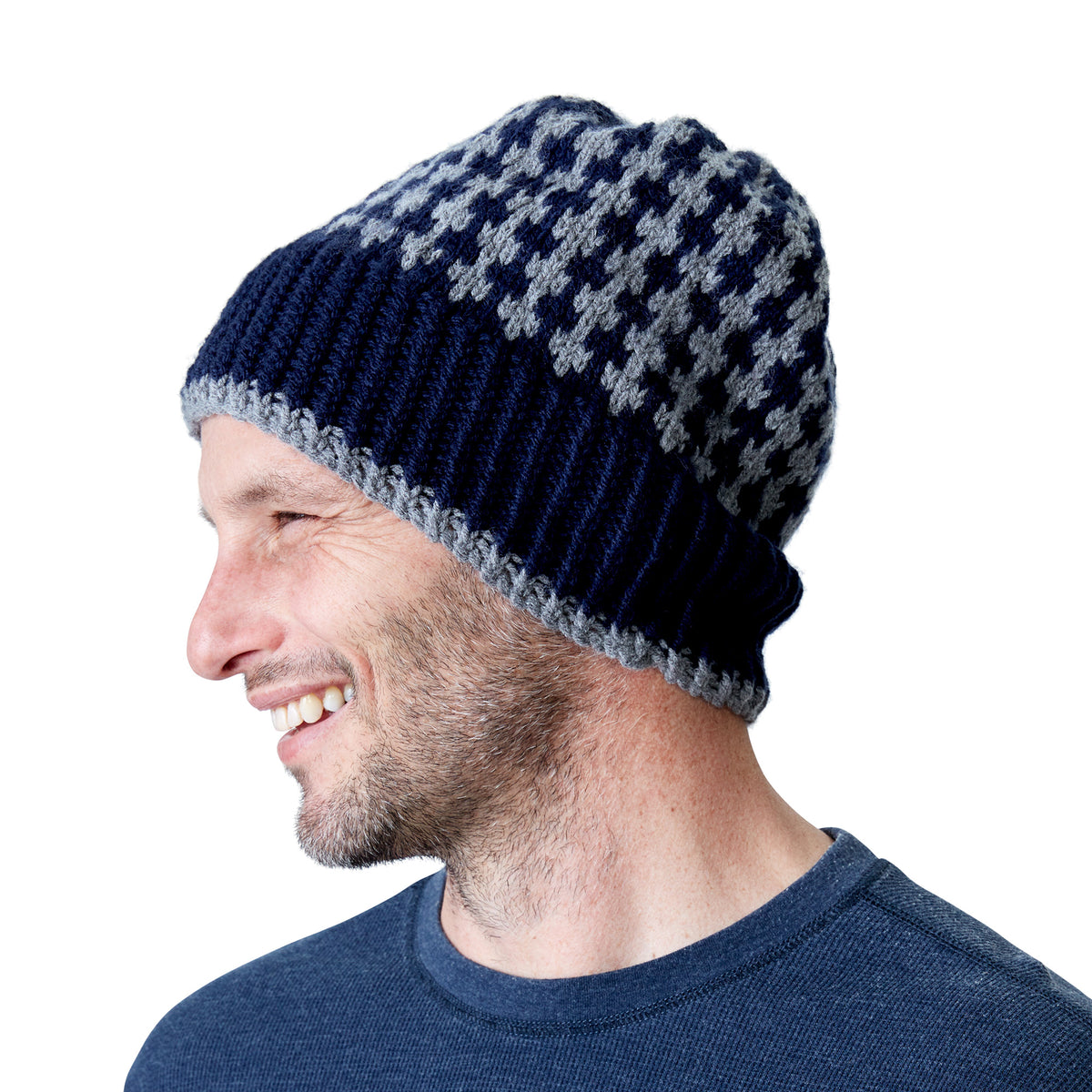 Knit Winter Weekend Hat For Him made using Bernat yarn