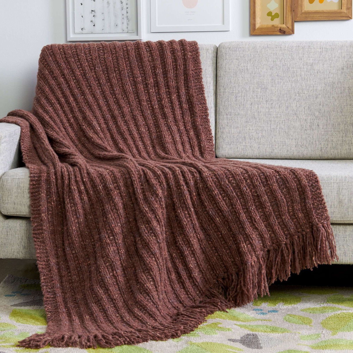 Knit Blanket made in Bernat Felted Yarn