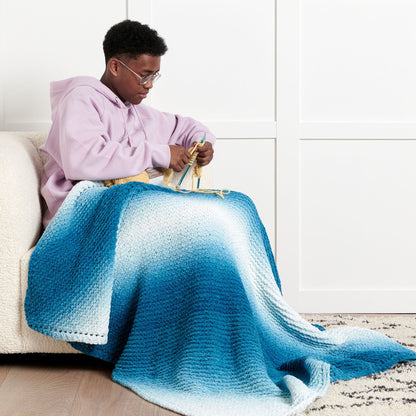 Bernat Cozy Corners Knit Blanket Deep Teal