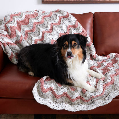 Bernat Forever Fleece Knit Chevron Blanket Knit Blanket made in Bernat Forever Fleece Tweeds Yarn