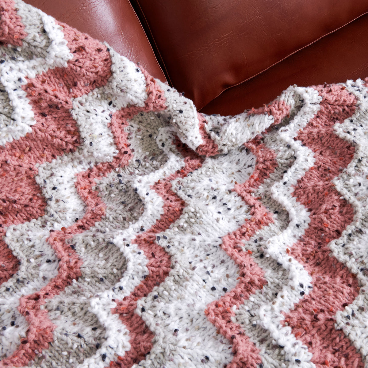 Knit Blanket made in Bernat Forever Fleece Tweeds Yarn