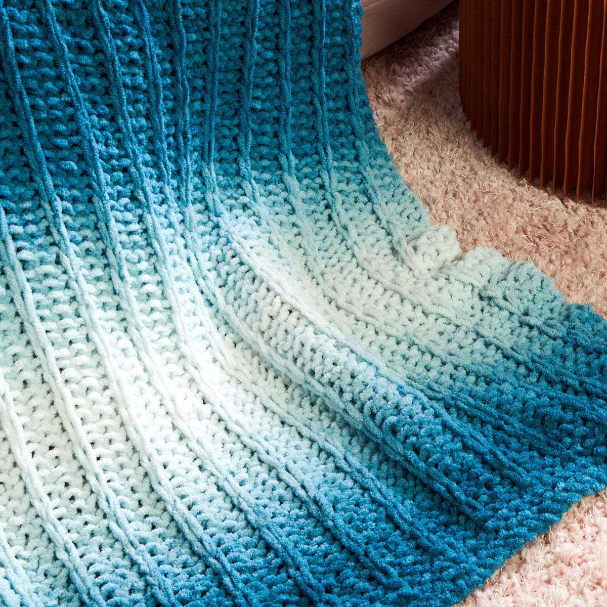 Knit Blanket made in Bernat Blanket Extra Thick Yarn