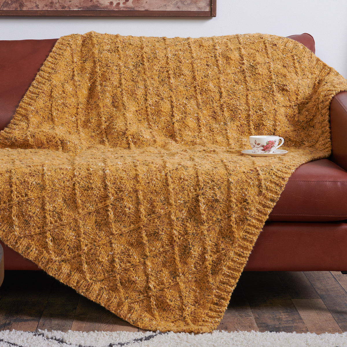 Knit Blanket made in Bernat Felted Yarn