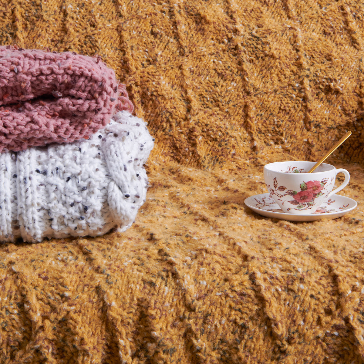 Knit Blanket made in Bernat Felted Yarn
