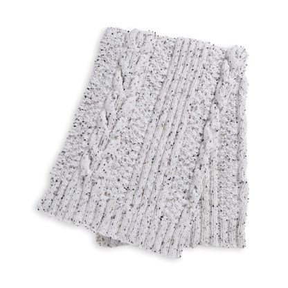 Bernat Horseshoe Cable & Ribs Knit Blanket Knit Blanket made in Bernat Forever Fleece Tweeds Yarn