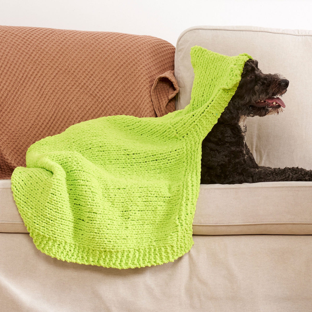 Knit Blanket made in Bernat Blanket Brights Yarn