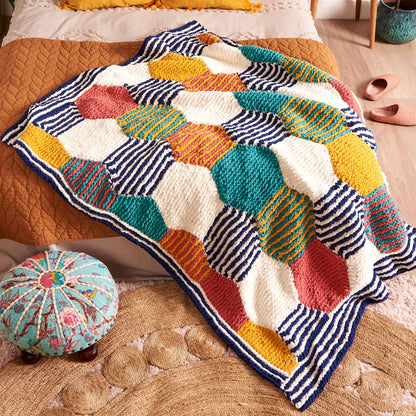 Bernat Hexagon Harmony Quilt Knit Blanket Knit Blanket made in Bernat Blanket Yarn