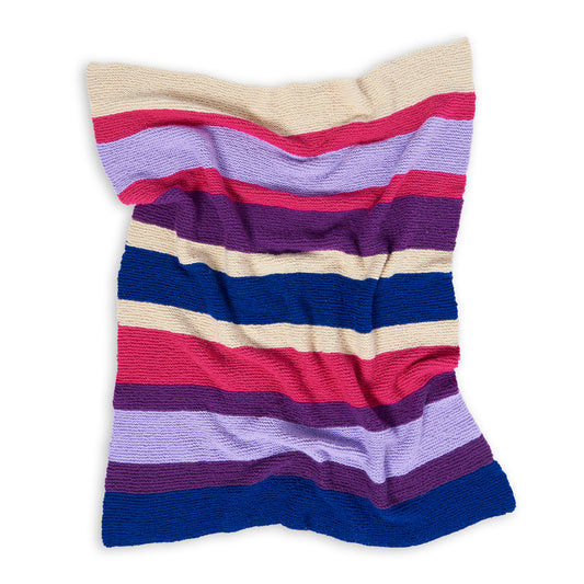 Knitting In Stripes Blanket made using Bernat yarn