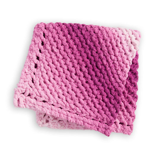 Knit On The Bias Blanket made using Bernat yarn
