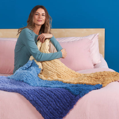 Bernat Knit in Strips Striped Blanket Knit In Strips Striped Blanket made using Bernat yarn