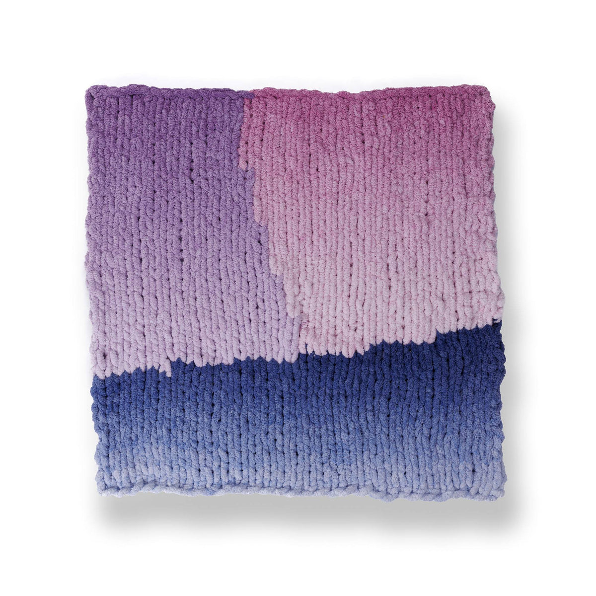 Phasing Spaces Knit Blanket made using Bernat yarn