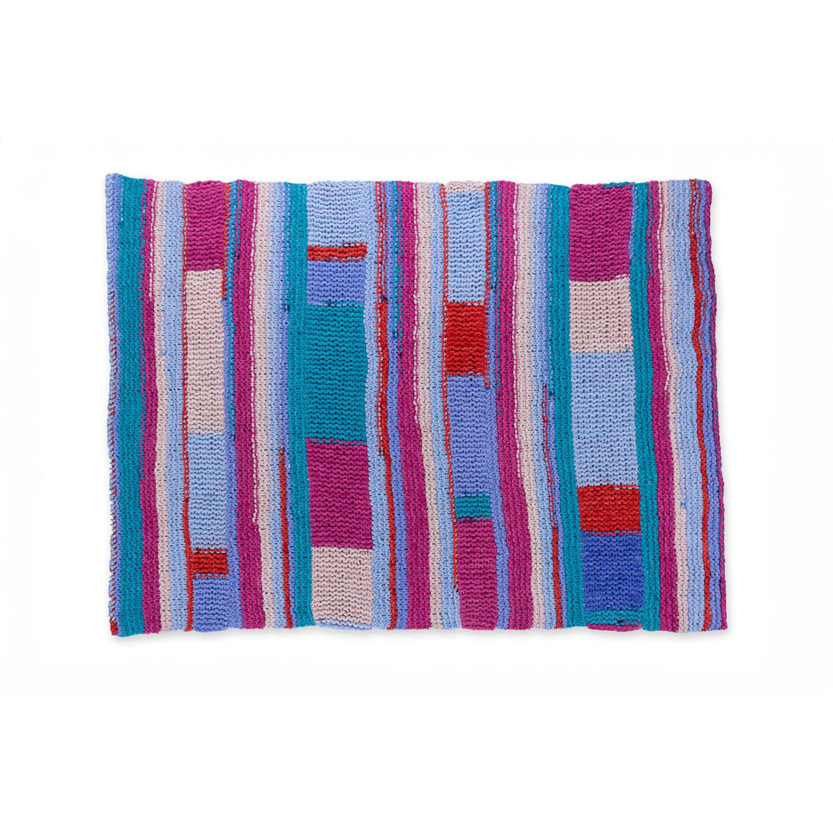 Blanket Patchwork Shifting Stripes Garter Knit Blanket made using Bernat yarn