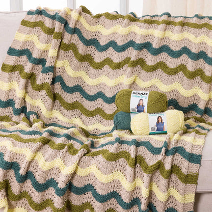 Bernat Old Shale Ridged Knit Blanket Old Shale Ridged Knit Blanket made using Bernat yarn