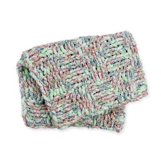 Bold Knit Textured Check Blanket made using Bernat yarn