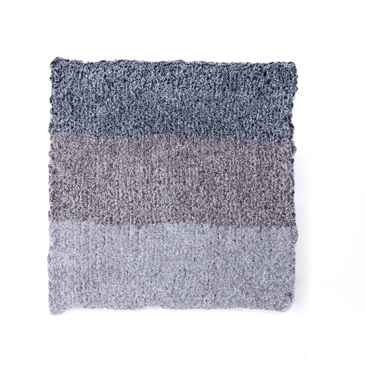 Fluffy Shades Knit Blanket made using Bernat yarn