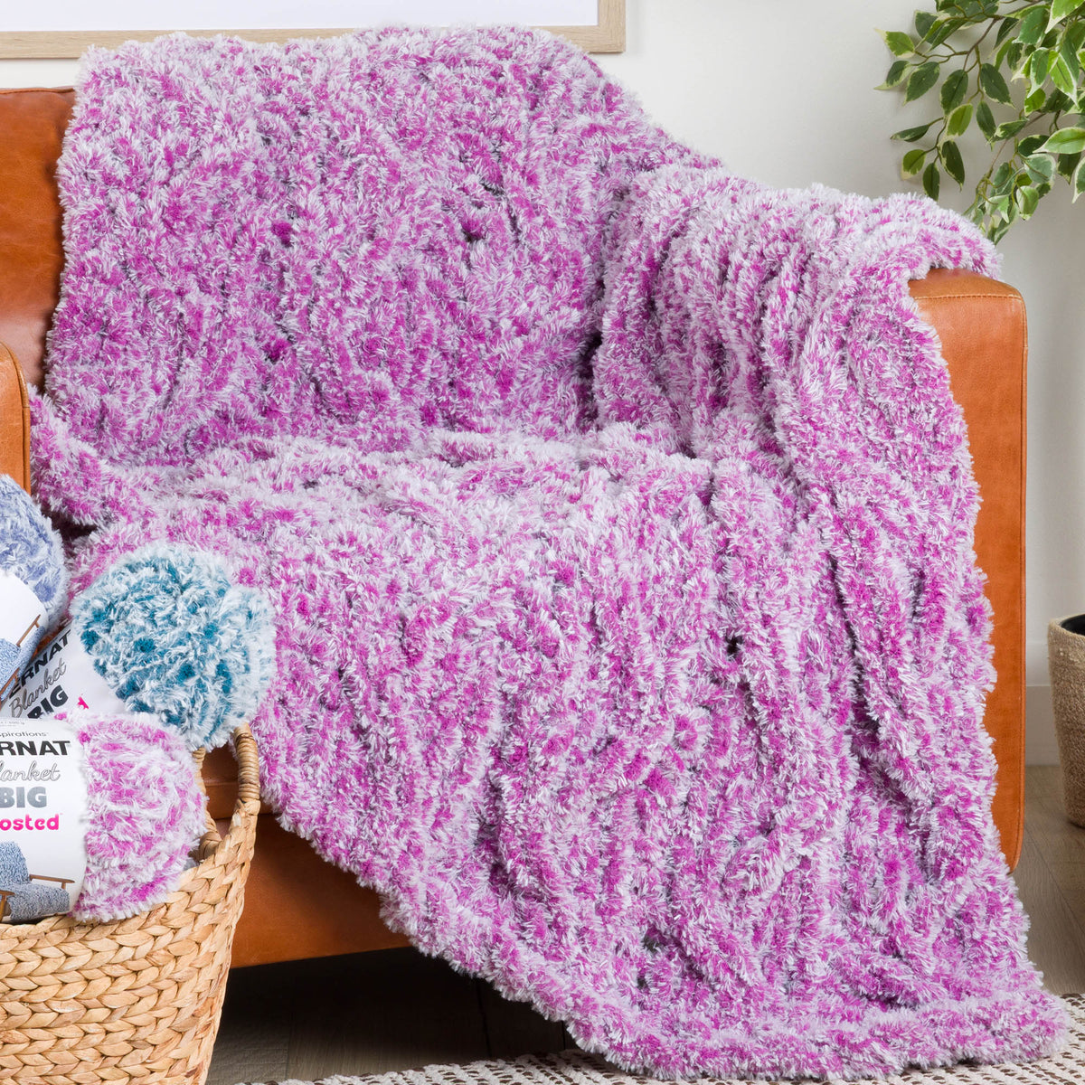 Shadow Cable Blanket made using Bernat yarn