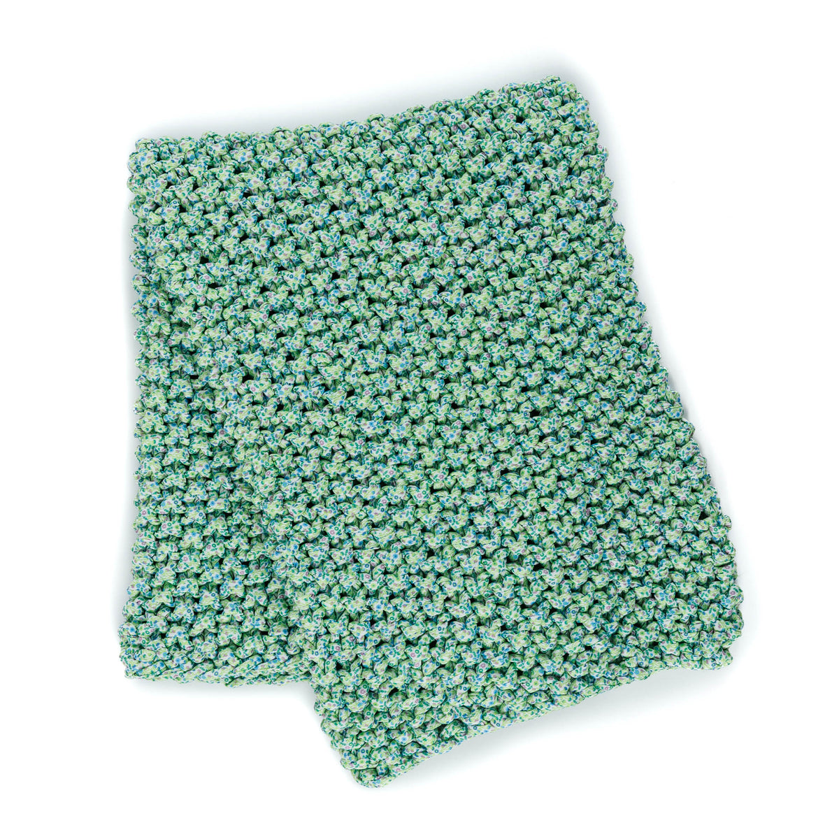 Flowers & Seed Stitch Knit Blanket made using Bernat yarn