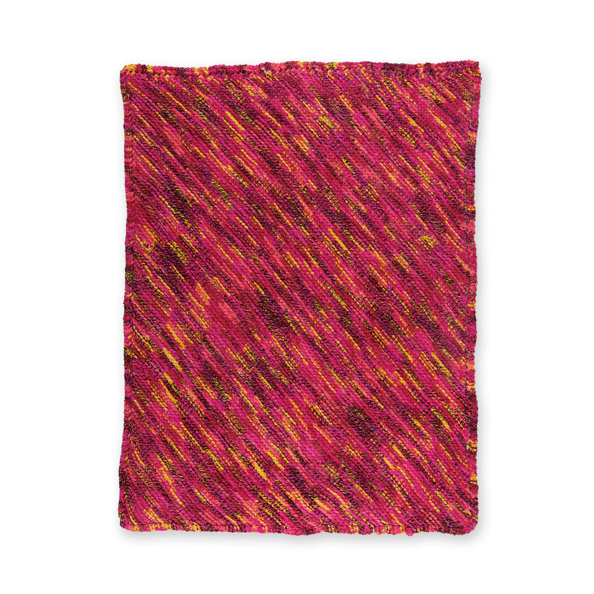 Tilted Spectrum Knit Blanket made using Bernat yarn