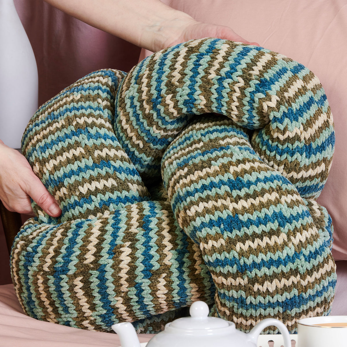 Knit Pillow made in Bernat Plush Yarn