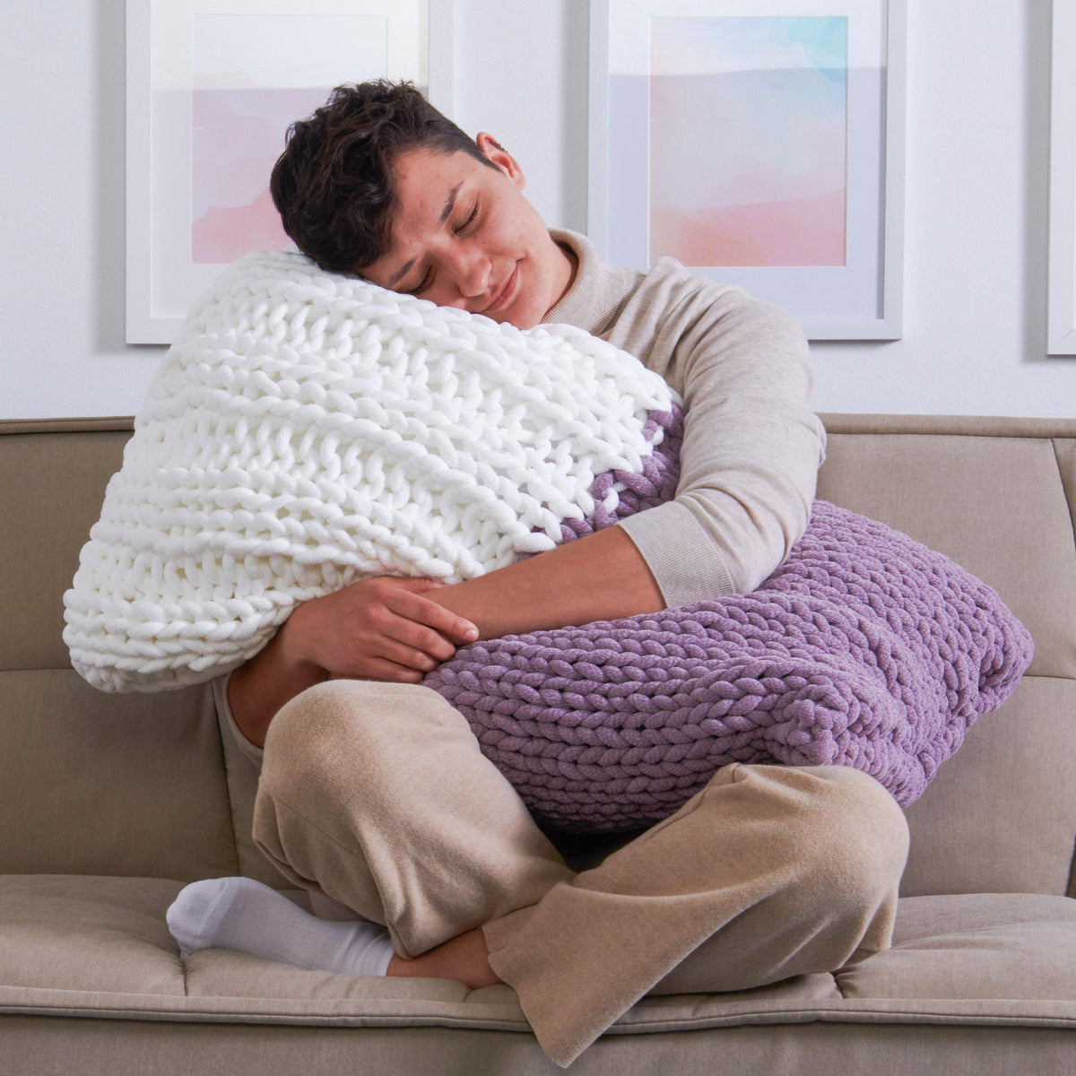 Knit Pillow made in Bernat Yarn