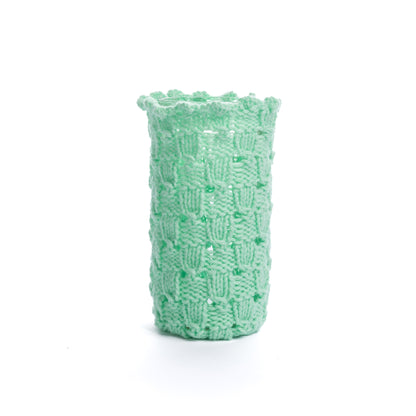 Bernat Sweet Scallop Woven Knit Jar Cozy Mint