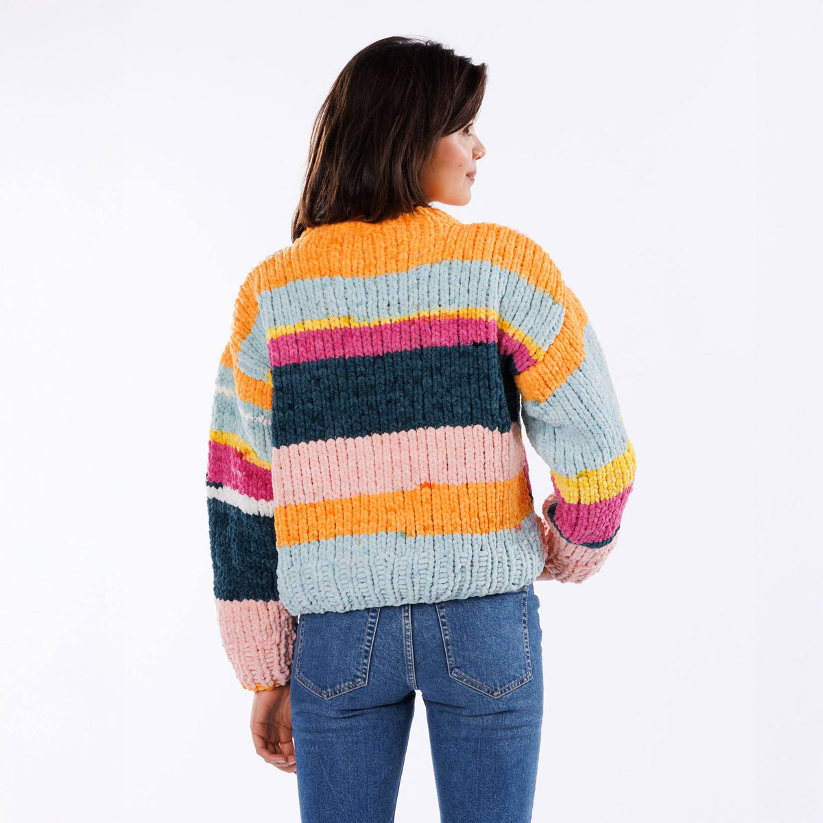 Cozy Knit Drop Shoulder Pullover made using Bernat yarn