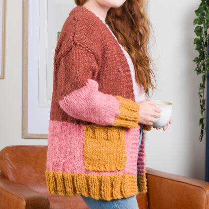Bernat Colorblocked Knit Cardigan Colorblocked Knit Cardigan made using Bernat yarn