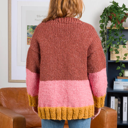 Bernat Colorblocked Knit Cardigan Colorblocked Knit Cardigan made using Bernat yarn