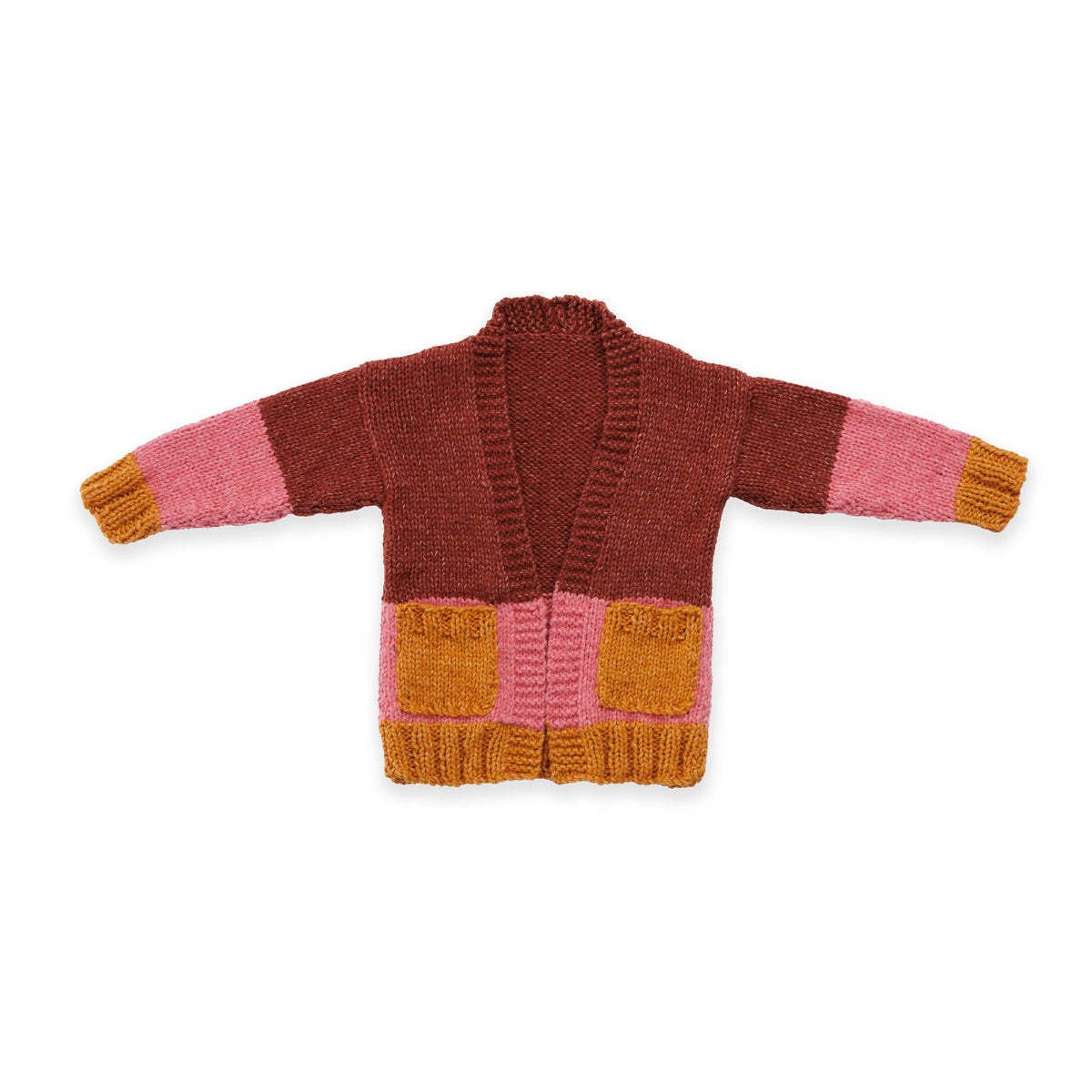 Colorblocked Knit Cardigan made using Bernat yarn