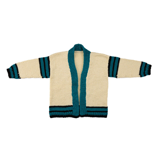Knit Library Cardigan made using Bernat yarn