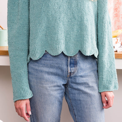 Bernat Scallop Edge Knit Sweater Scallop Edge Knit Sweater made using Bernat yarn