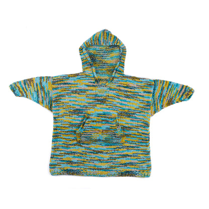 Bernat Couch Lounger Knit Hoodie Couch Lounger Knit Hoodie made using Bernat yarn on a white background